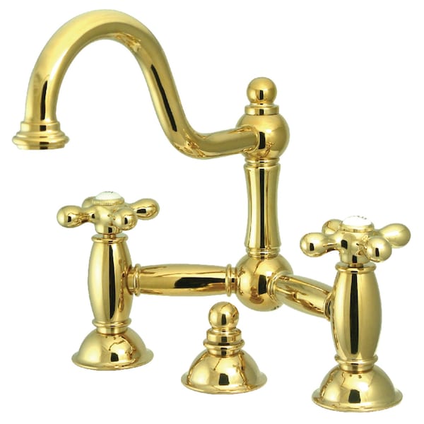 KS3912AX Restoration Bathroom Bridge Faucet, Polished Brass